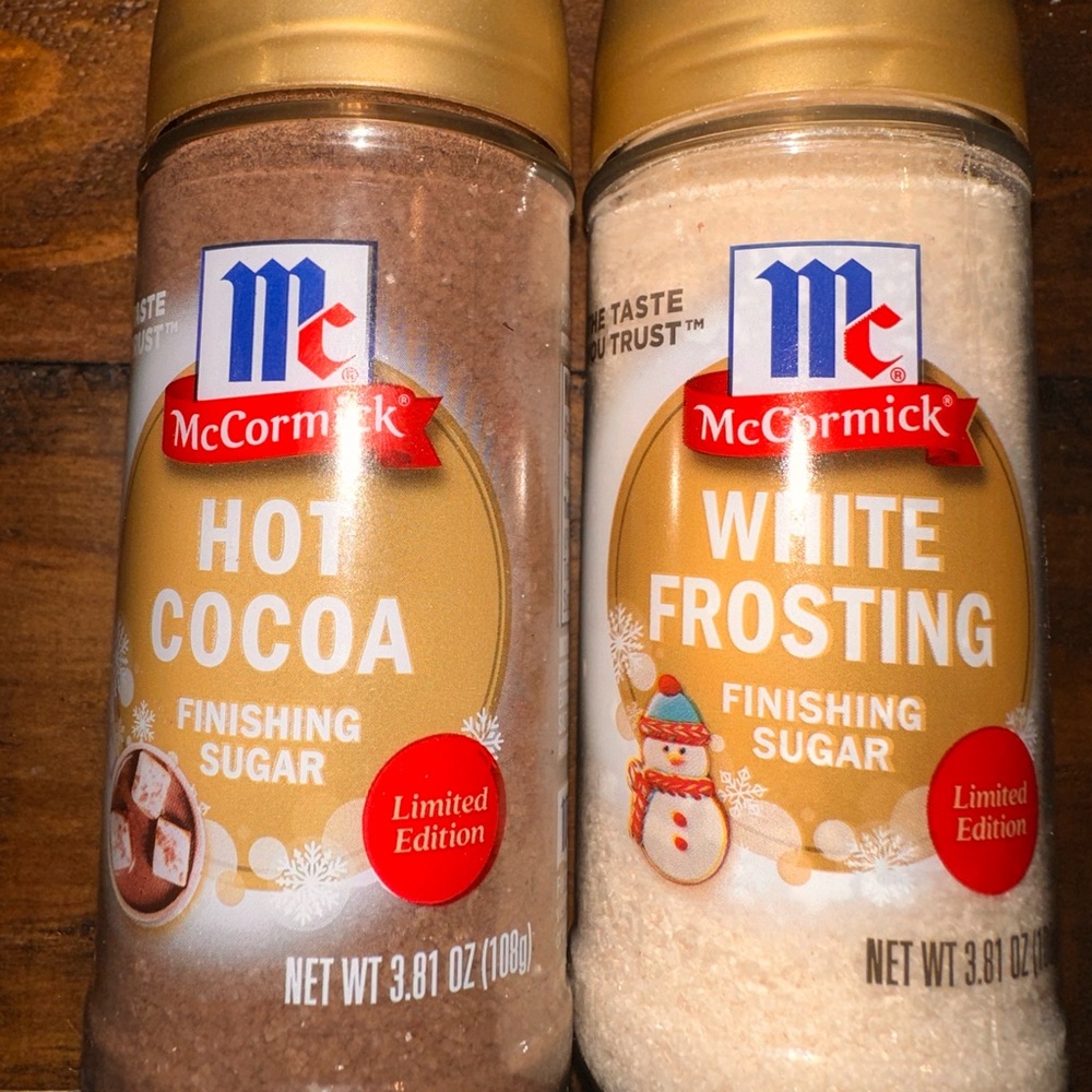 McCormick Finishing Sugar White Frosting and Hot Cocoa 3.81 oz Bottles